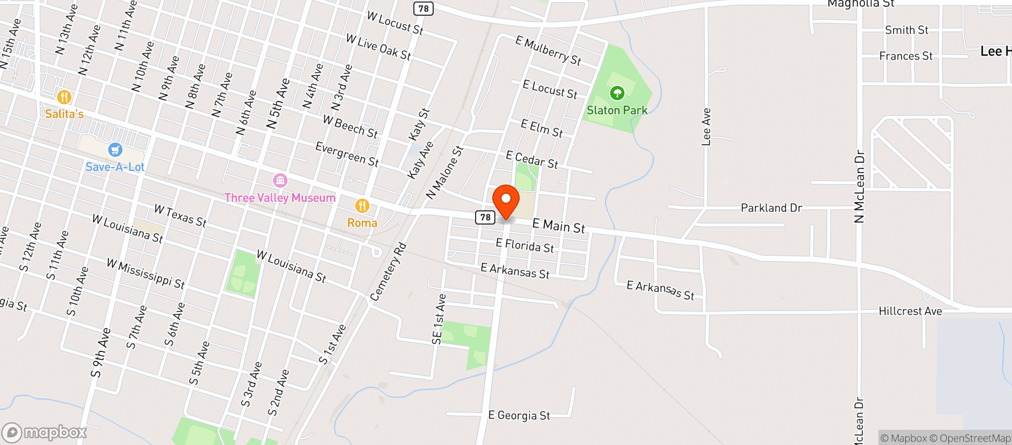 Map showing Lucky Stop