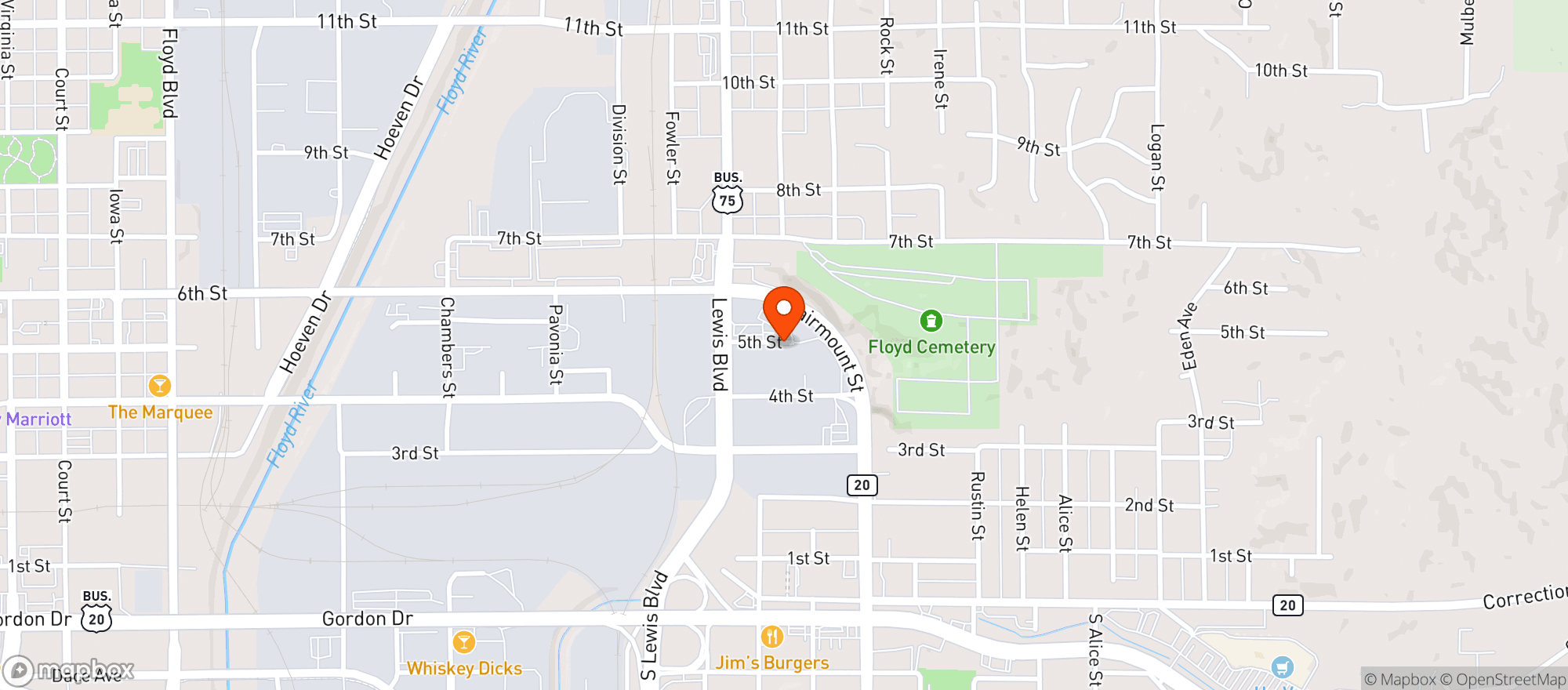 Map showing The Corner Pocket