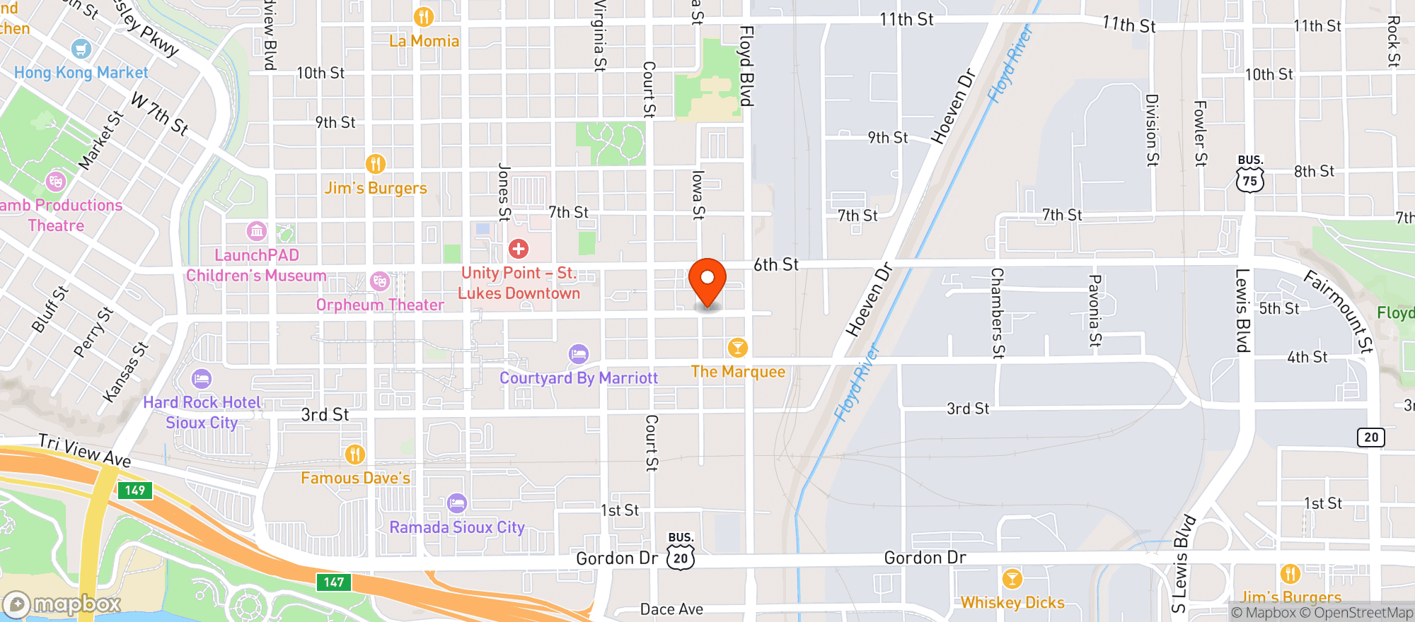 Map showing Downtown Liquor