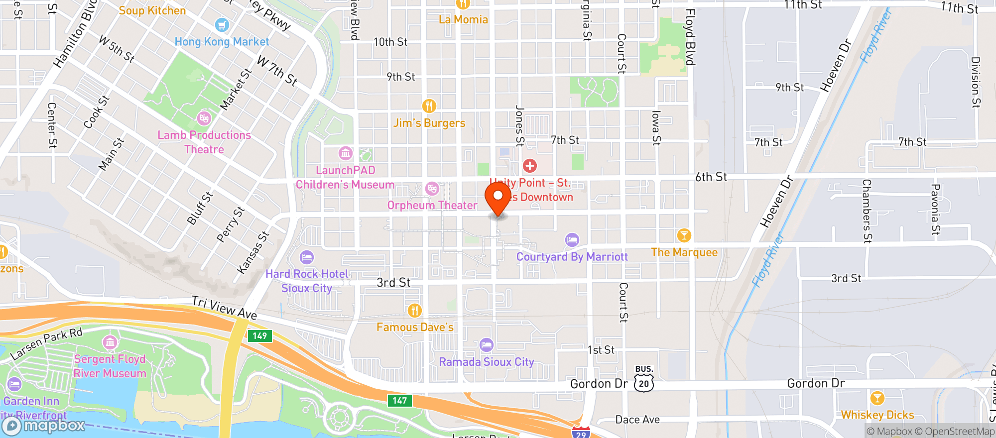 Map showing La Familia Nightclub
