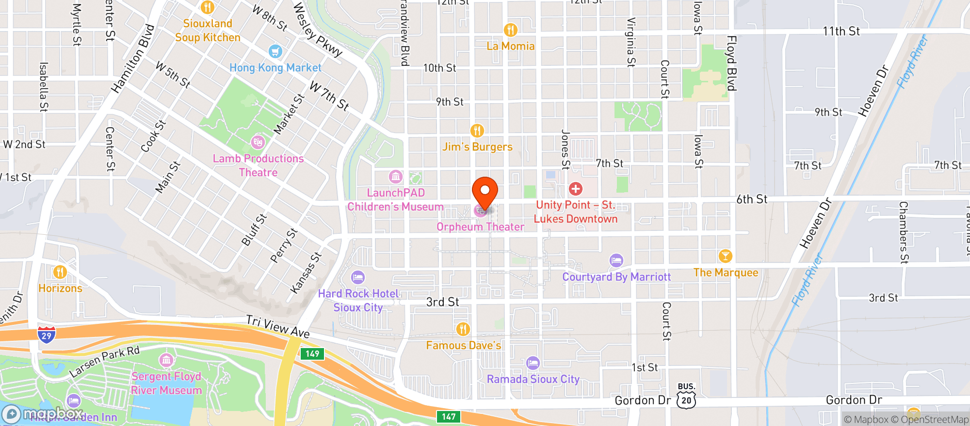 Map showing Orpheum Theatre #283