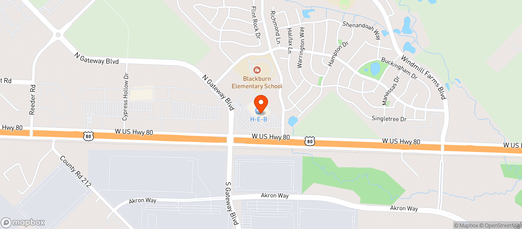 Map showing H E B Food Store