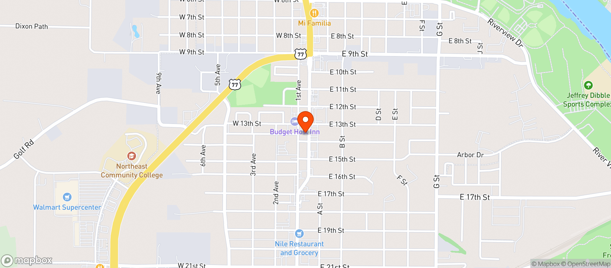 Map showing Los Amigos Cabana