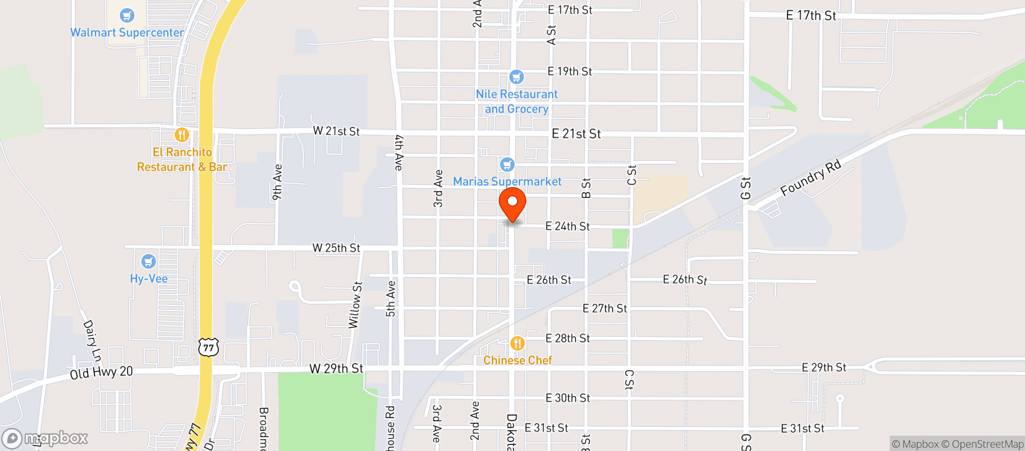 Map showing The Nest Neighborhood Grill