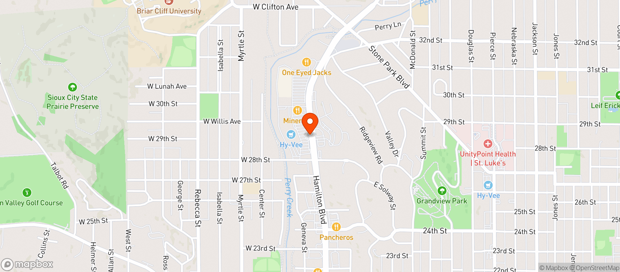 Map showing Hy Vee Food Store