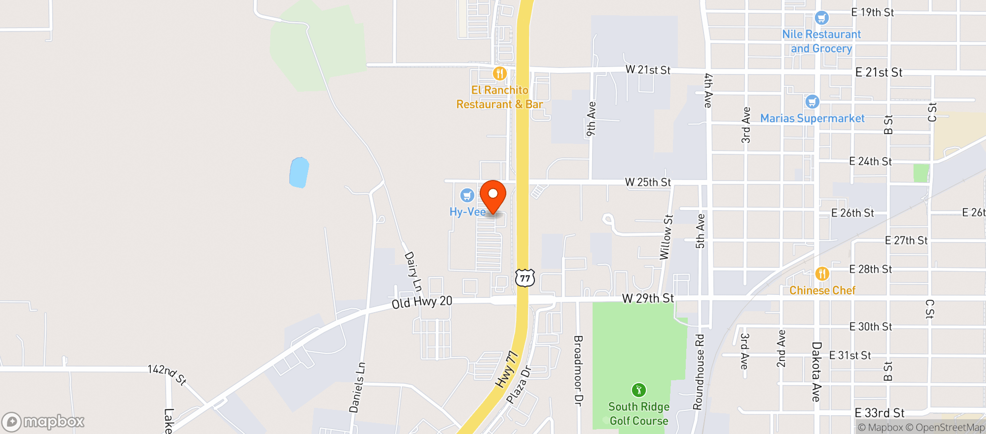 Map showing Hy Vee Food Store