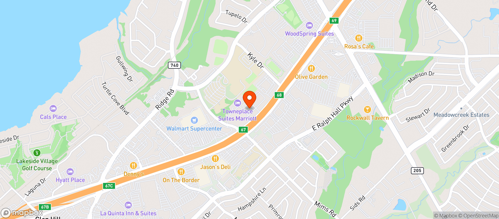 Map showing Texas Roadhouse