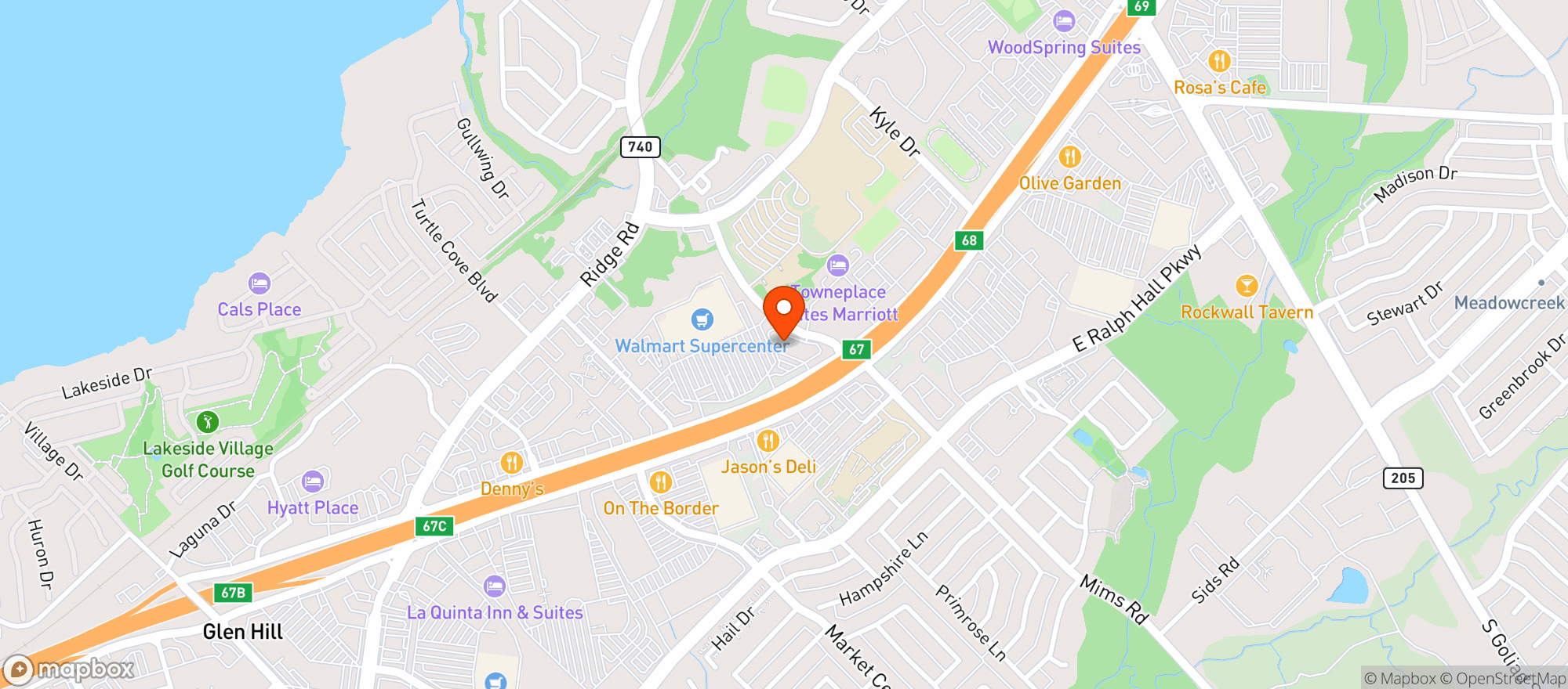 Map showing Shaman Rockwall Herbal Extracts