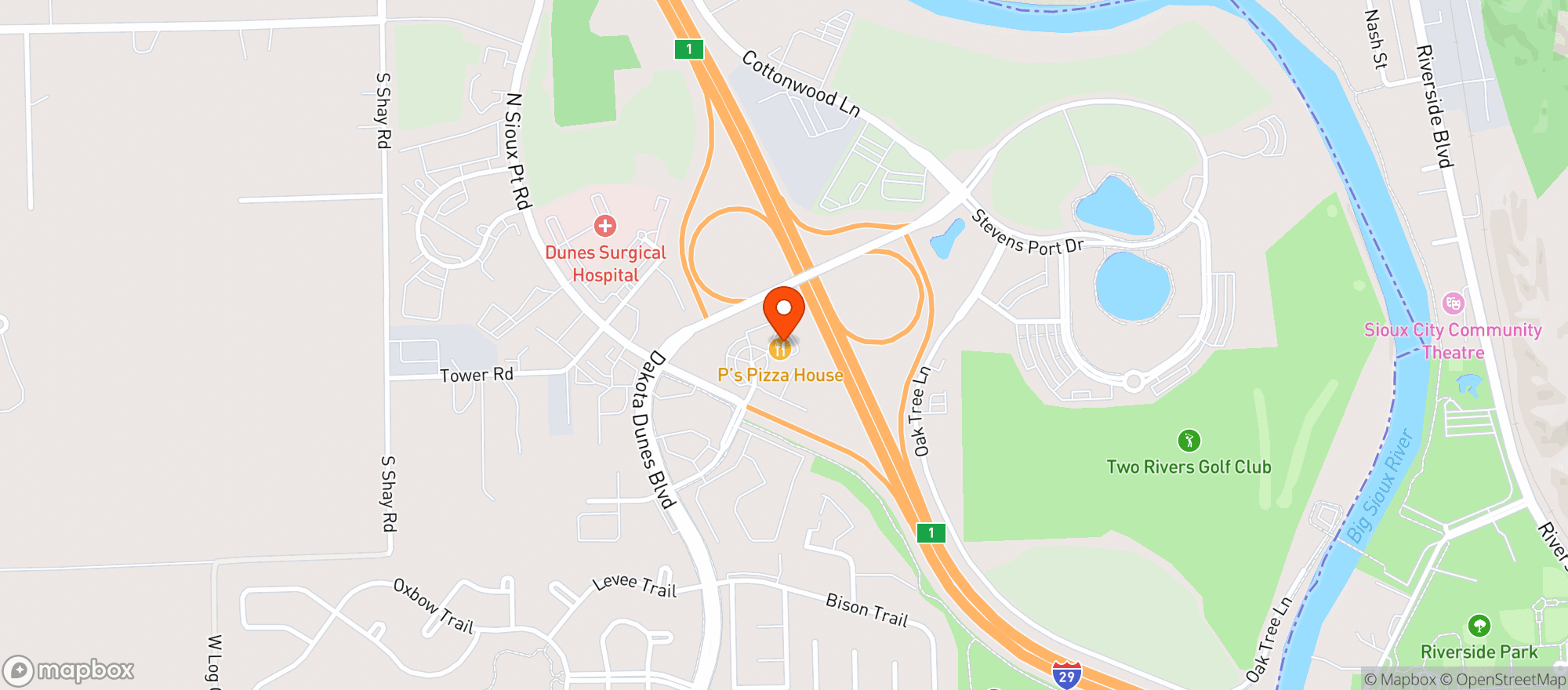 Map showing Ps Pizza House