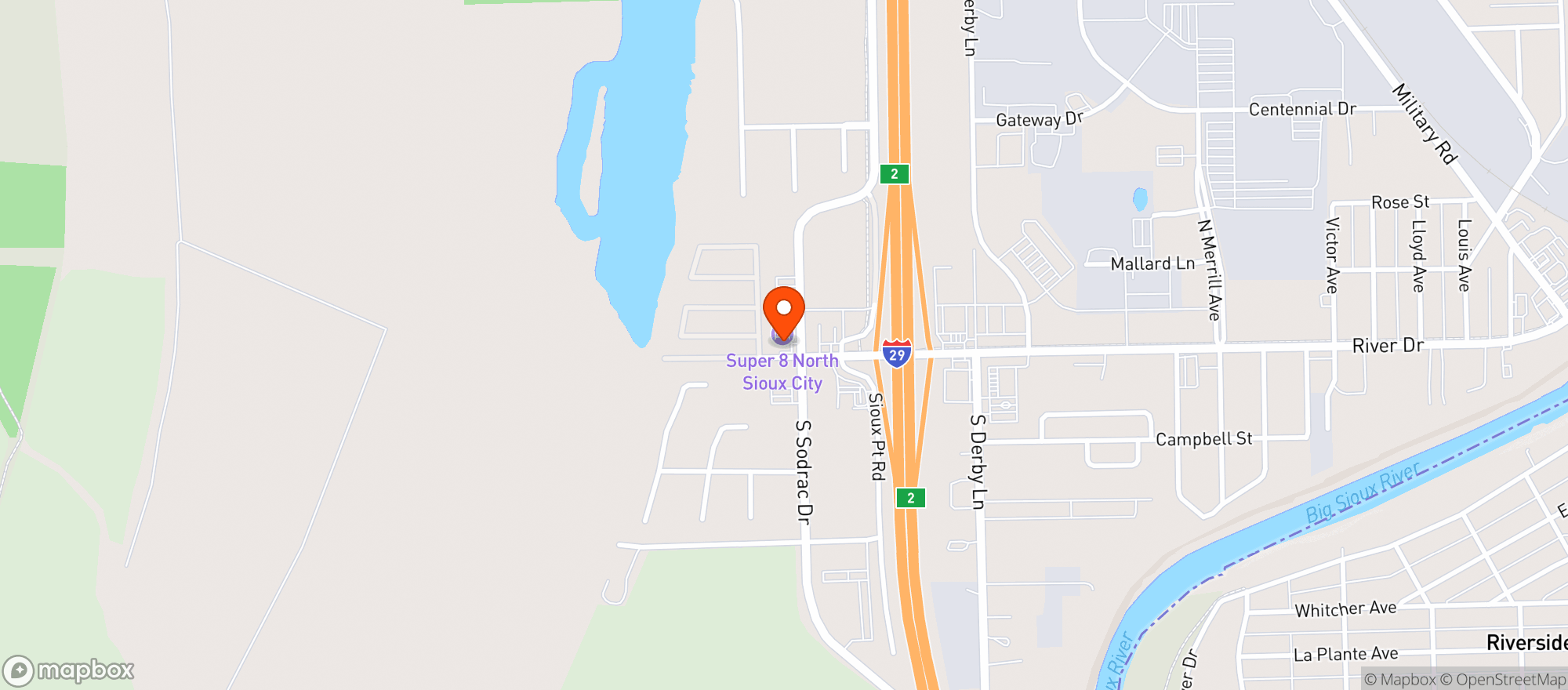Map showing Jim's I-29 Lounge