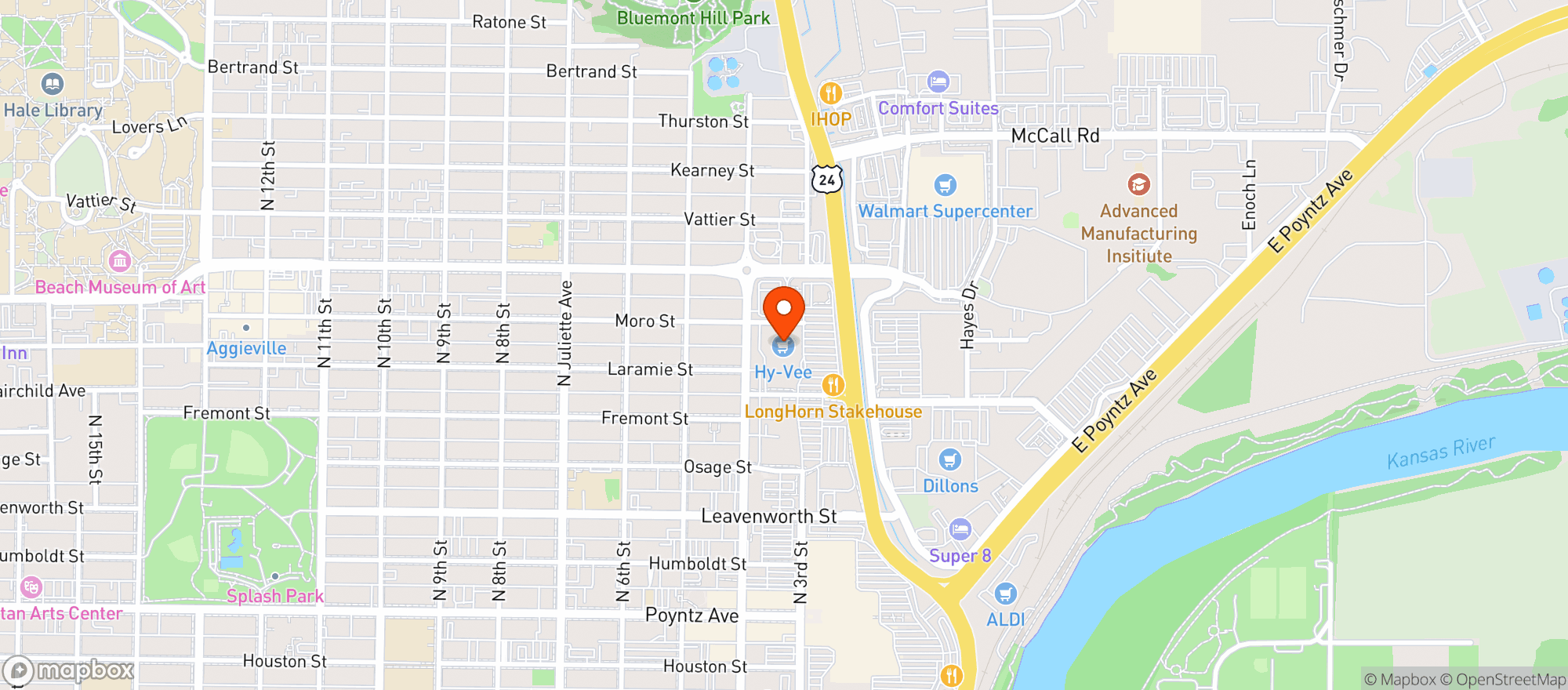 Map showing Hy Vee Food Store #1398