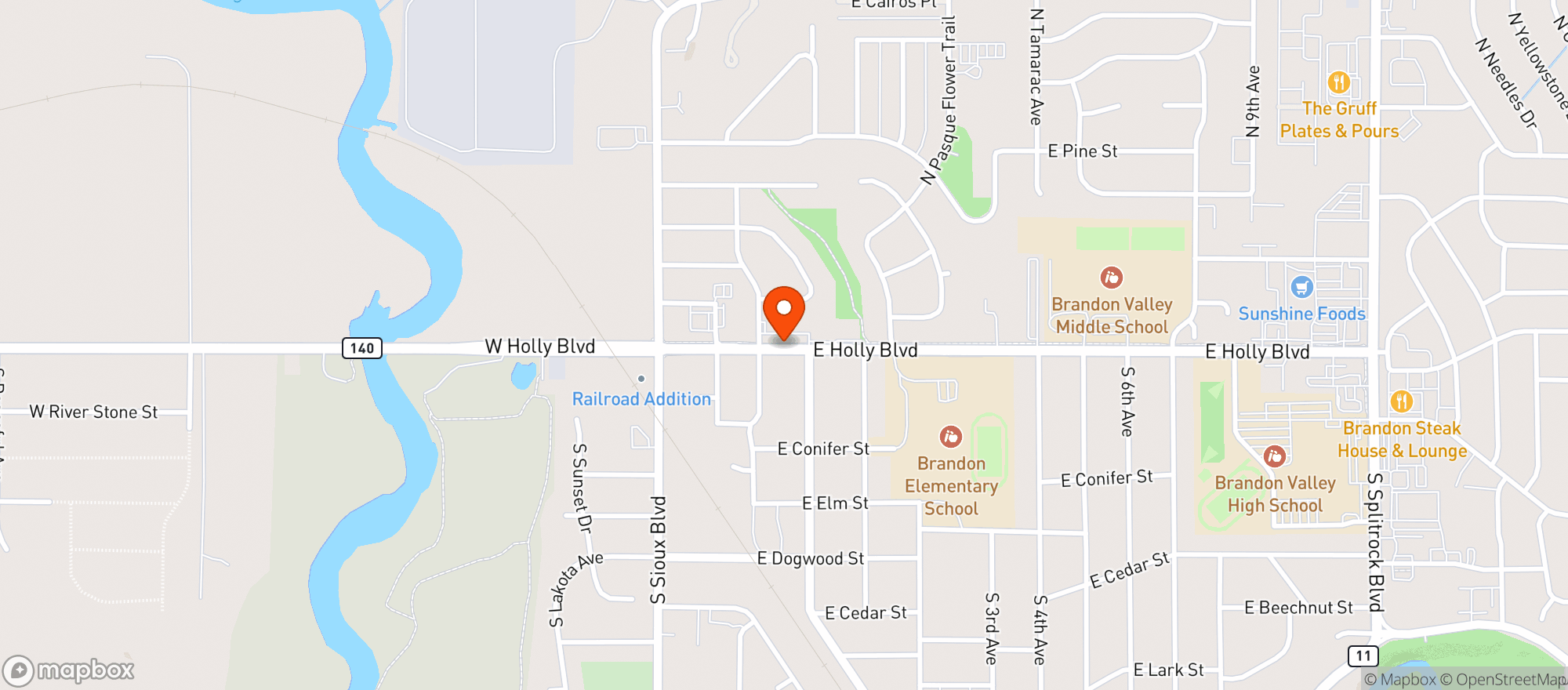 Map showing Brandon Spirits