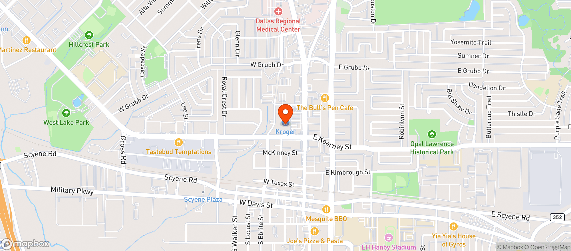Map showing Kroger
