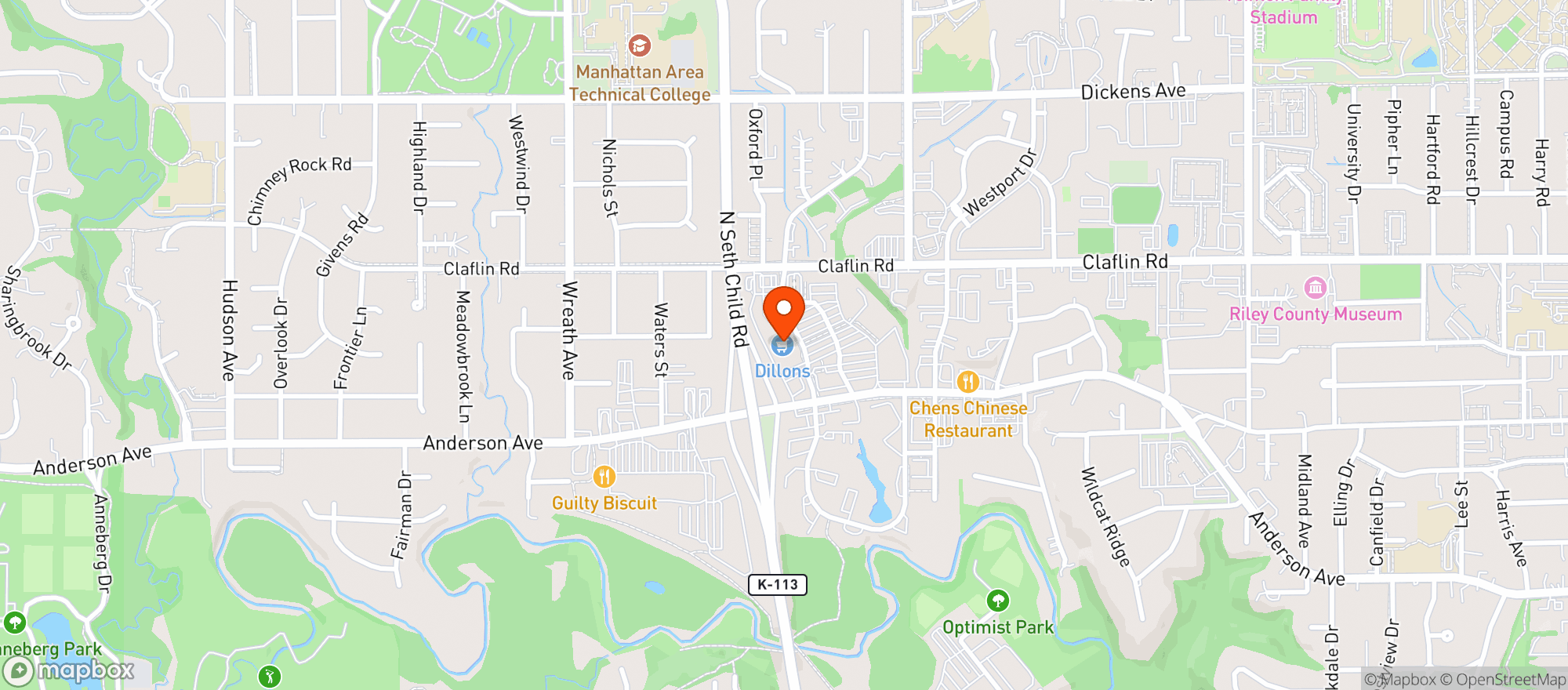 Map showing Dillons Food Store