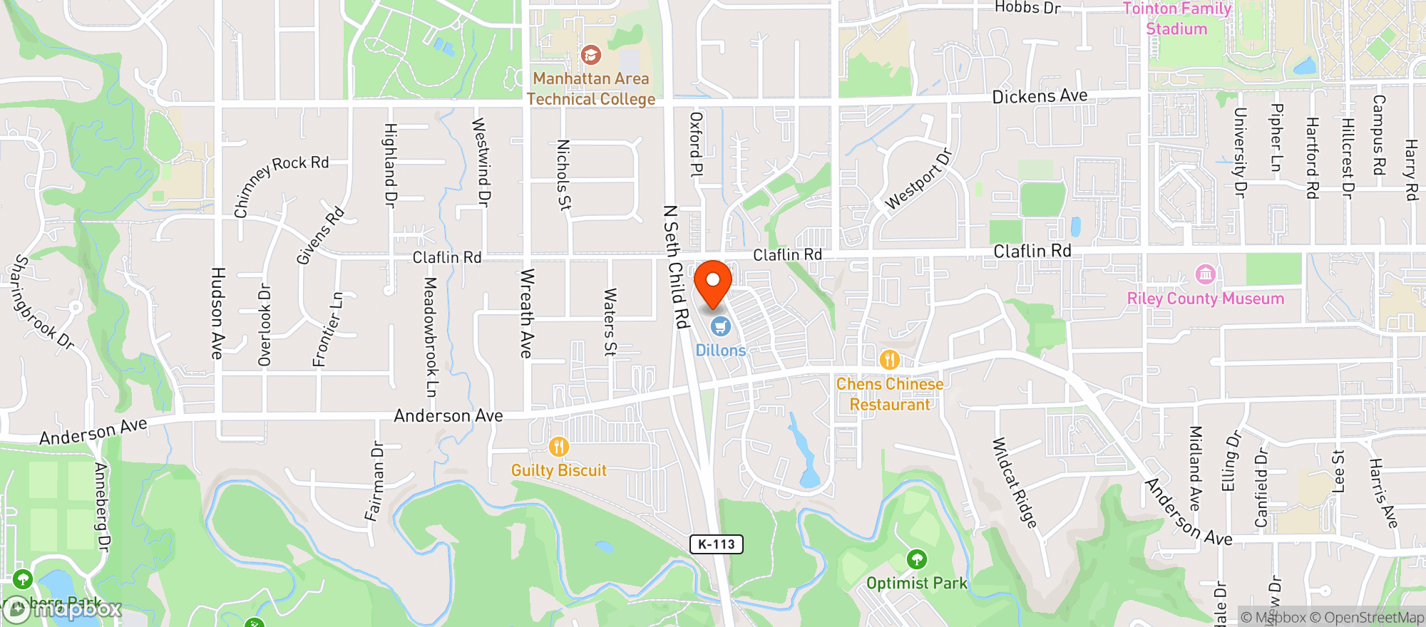 Map showing Dillons