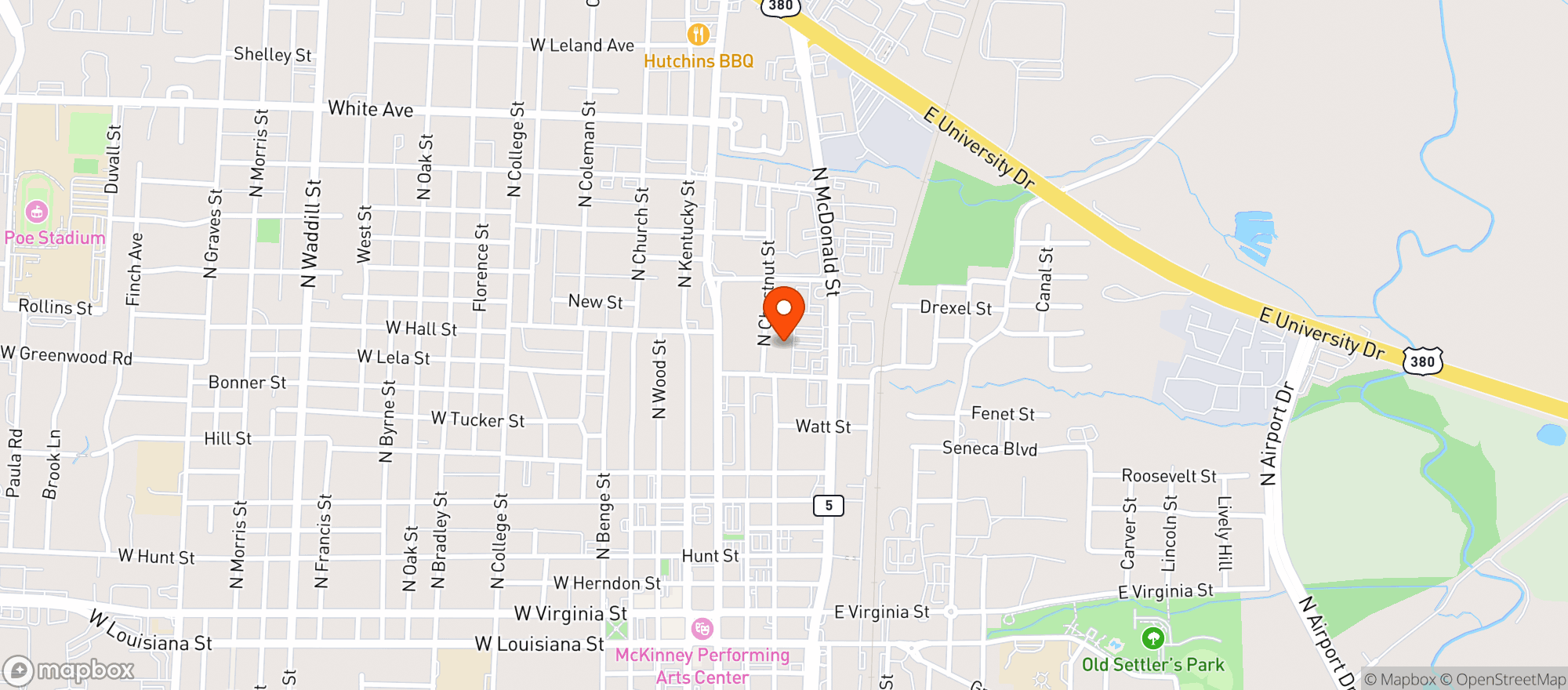 Map showing El Rancho Supermercado