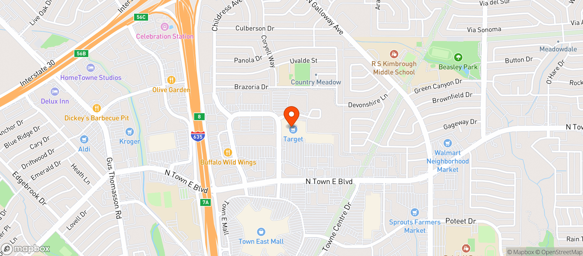 Map showing TARGET - MESQUITE