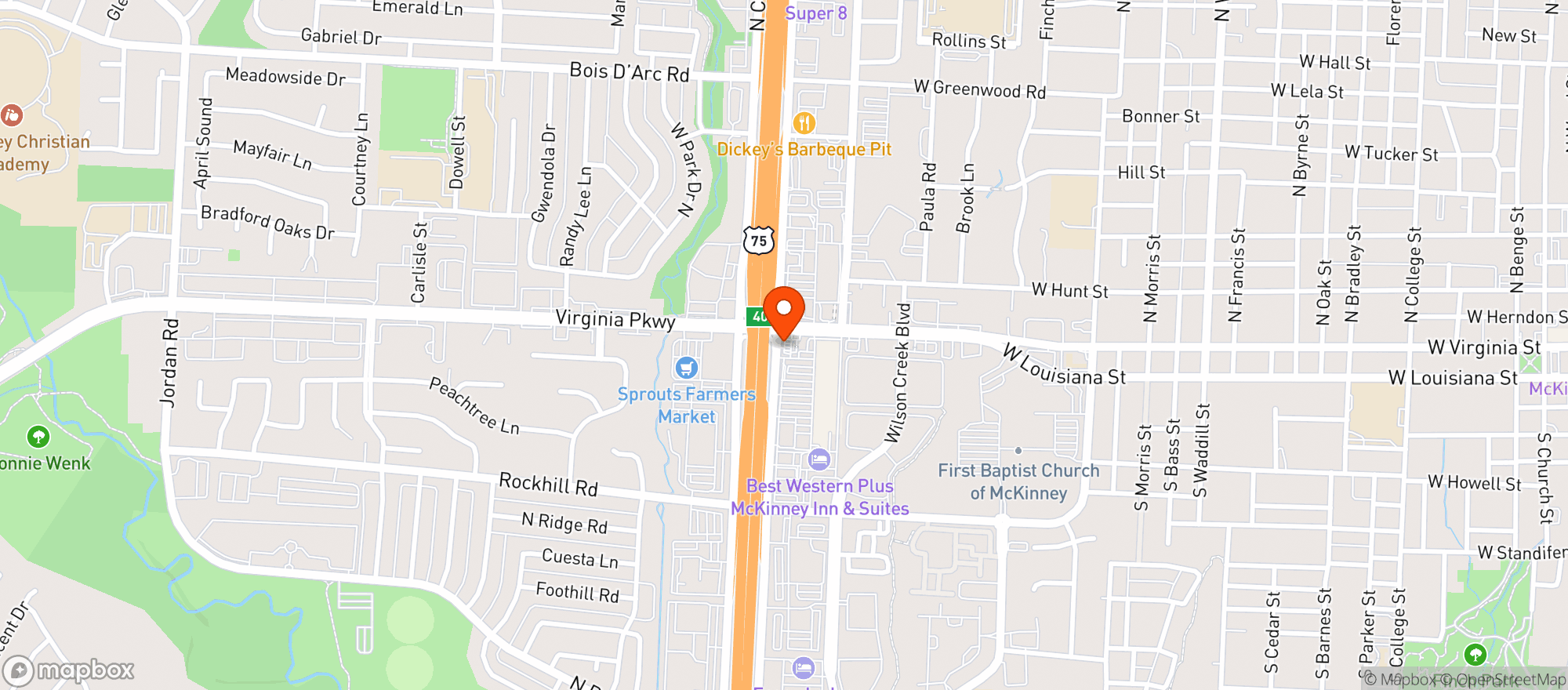 Map showing MCKINNEY WINE MERCHANT & FINE SPIRITS