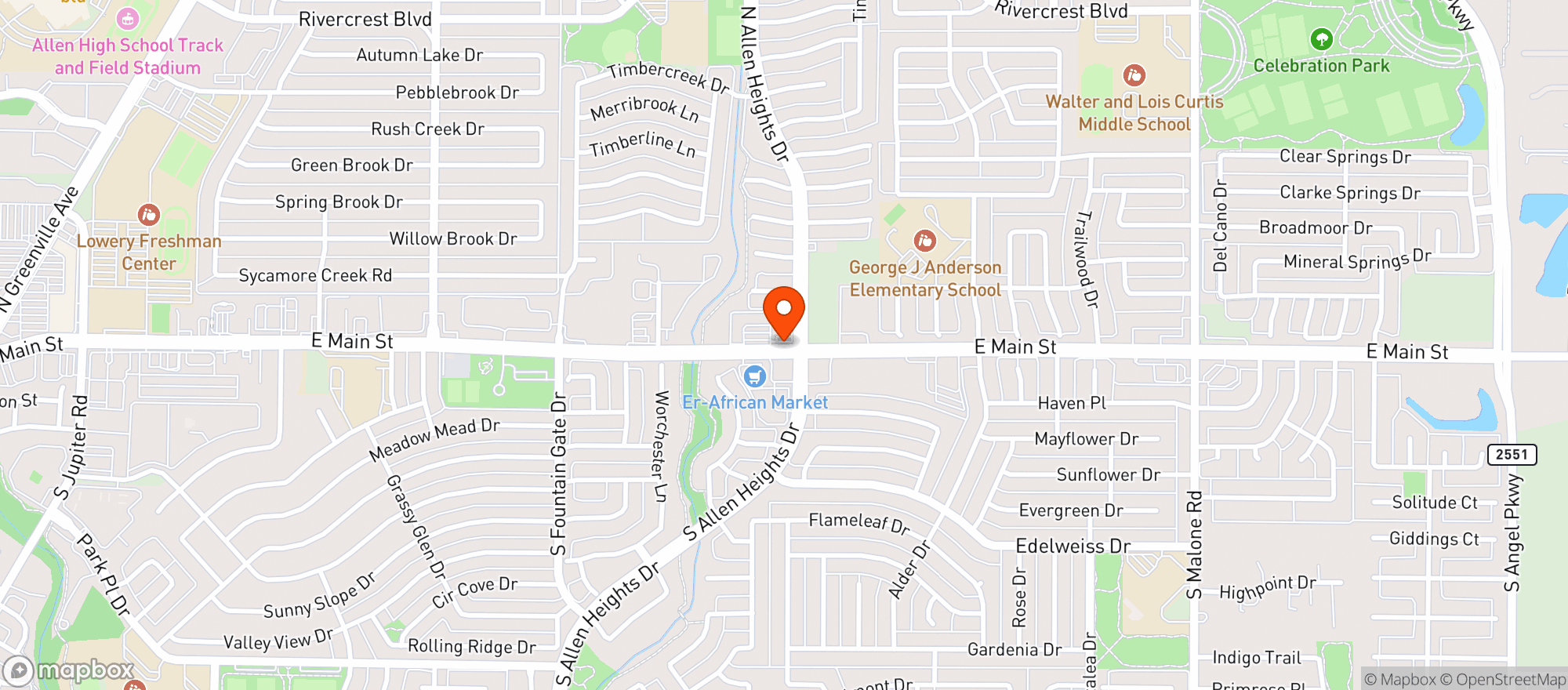 Map showing Allen Eagle Food Mart