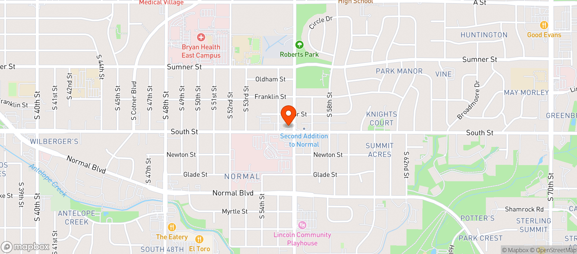 Map showing Grateful Green - Central Lincoln