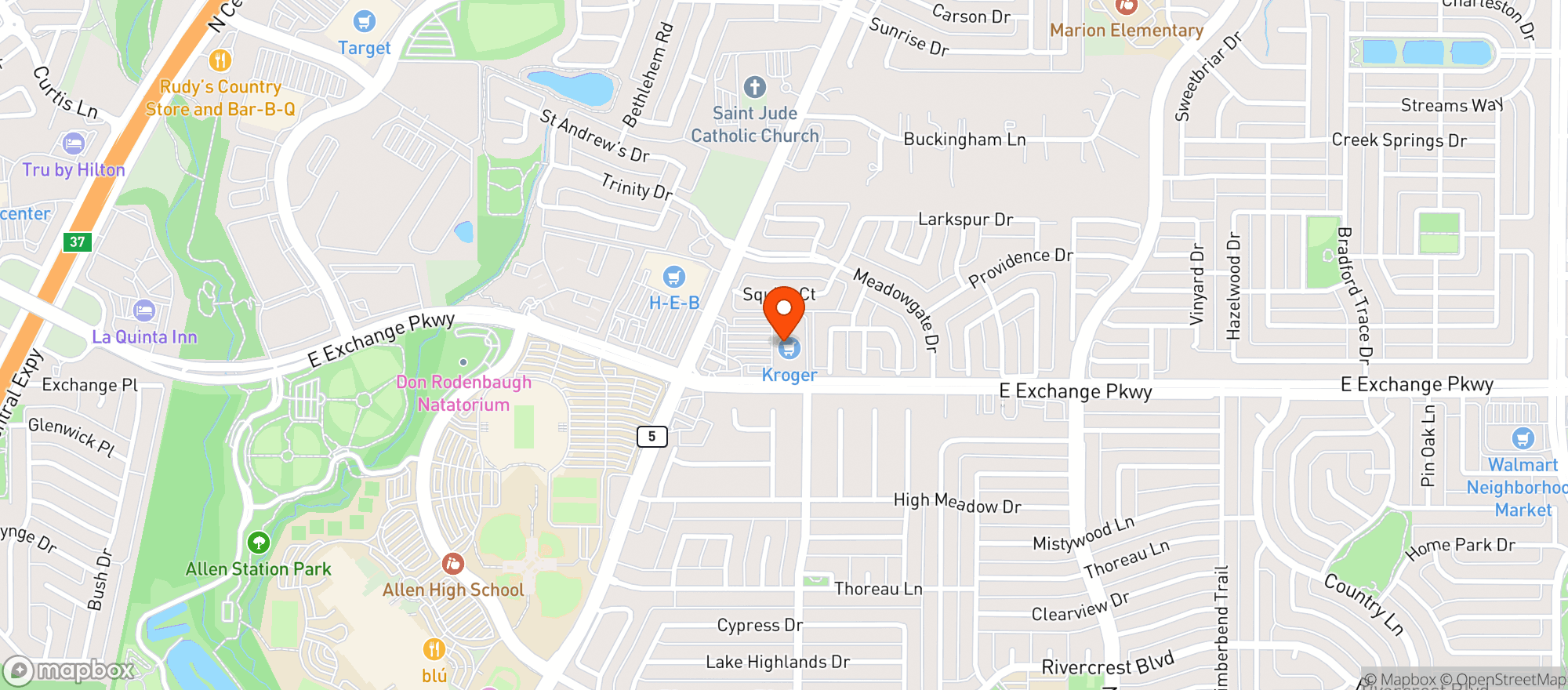 Map showing Kroger