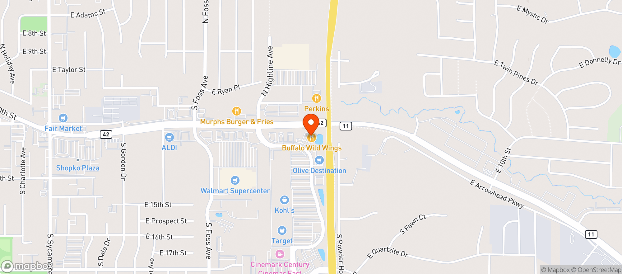 Map showing Buffalo Wild Wings Gril #3842