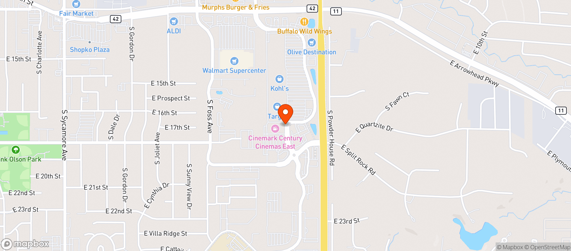 Map showing Target Store