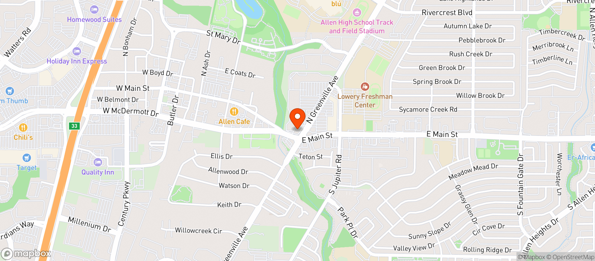 Map showing Liquor King Greenville