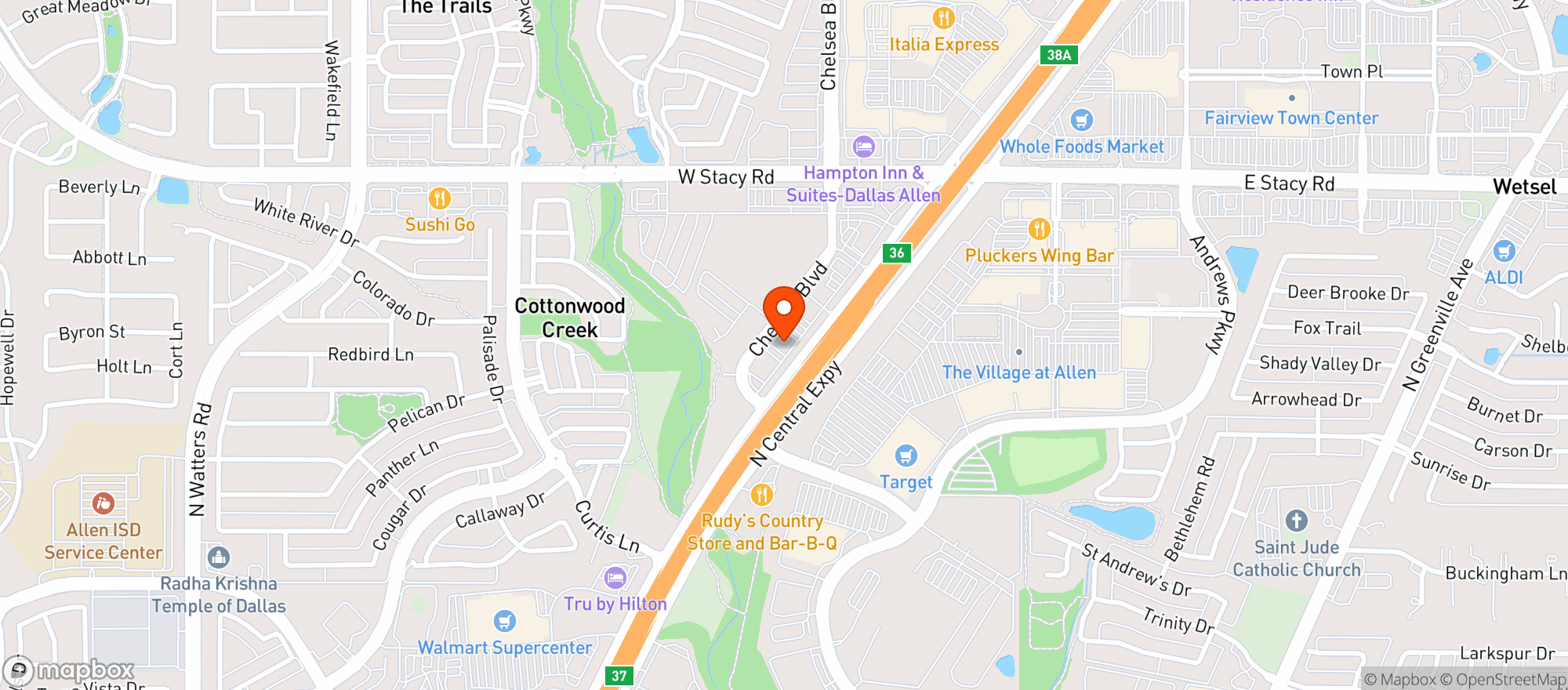 Map showing Lazy Dog Restaurant & Bar