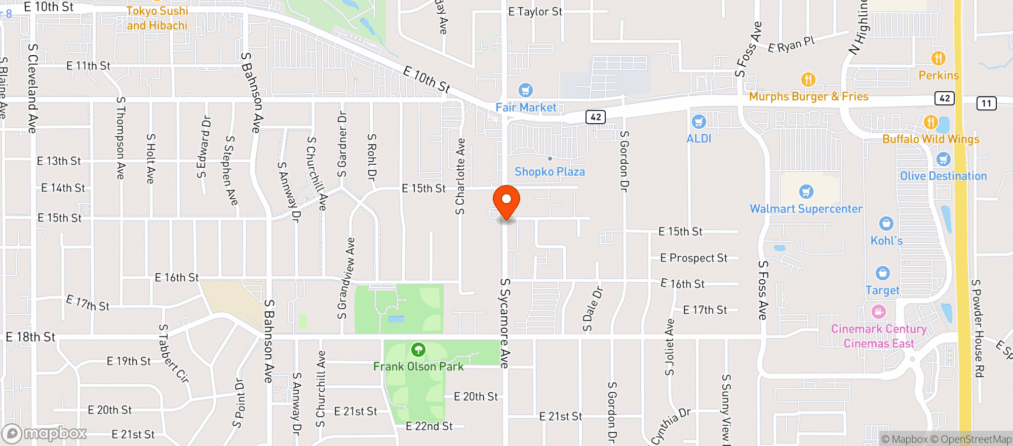 Map showing Hy Vee Food Store