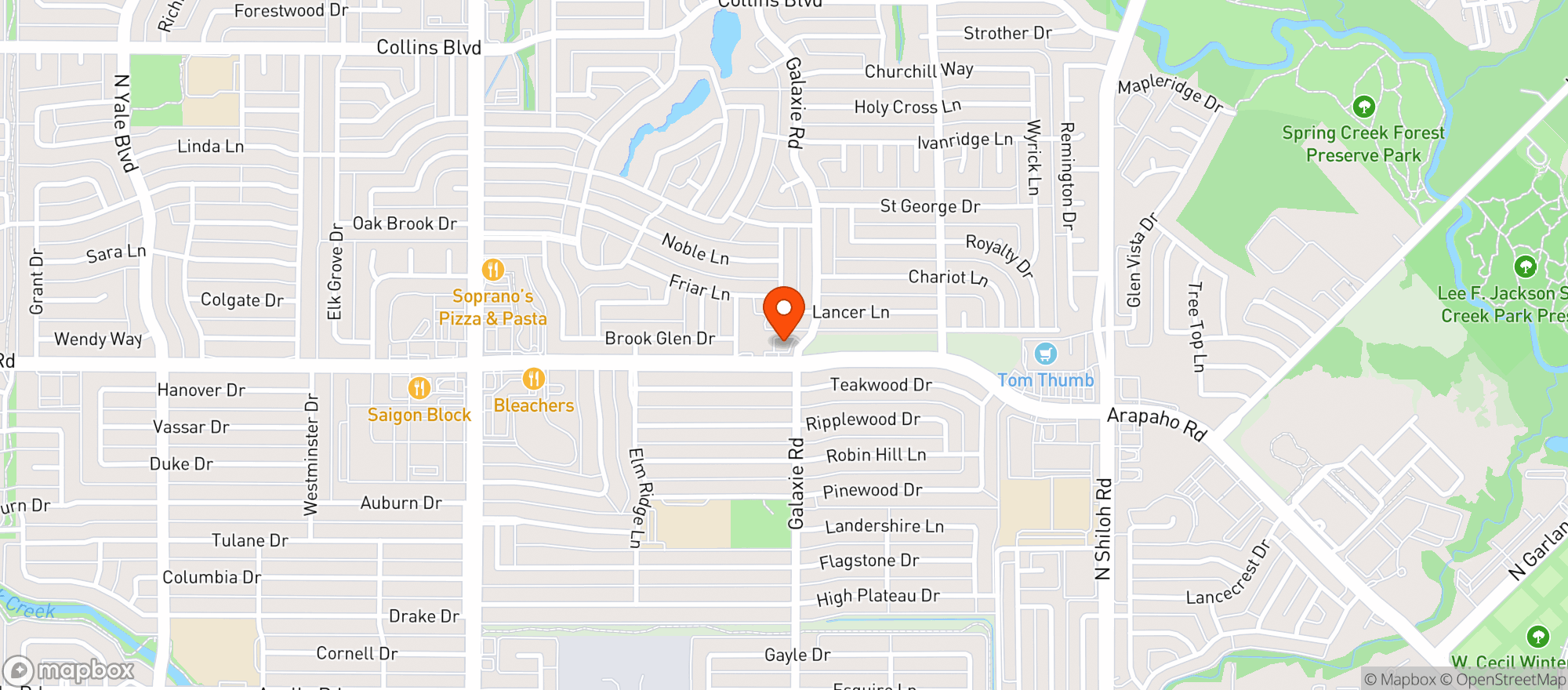 Map showing Door Dash