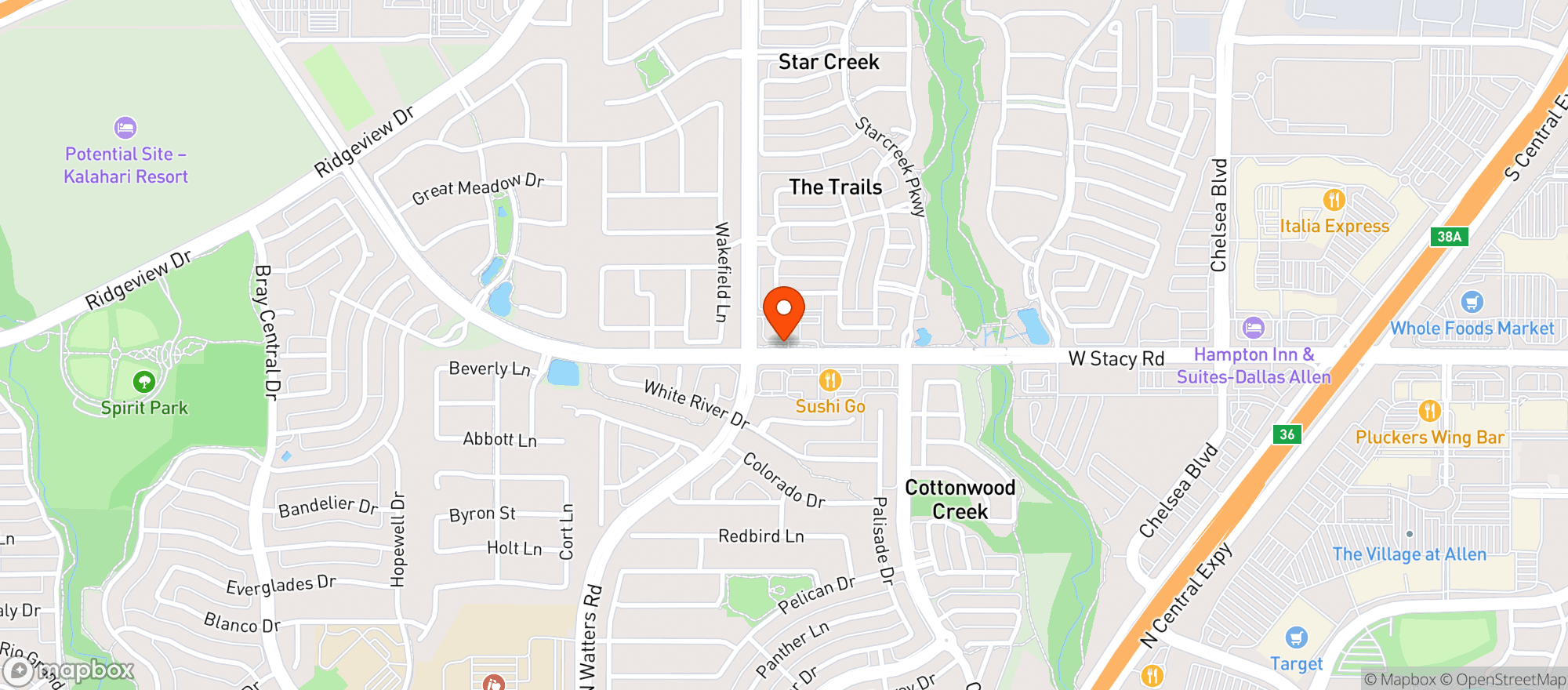 Map showing Salsa Tex Mex
