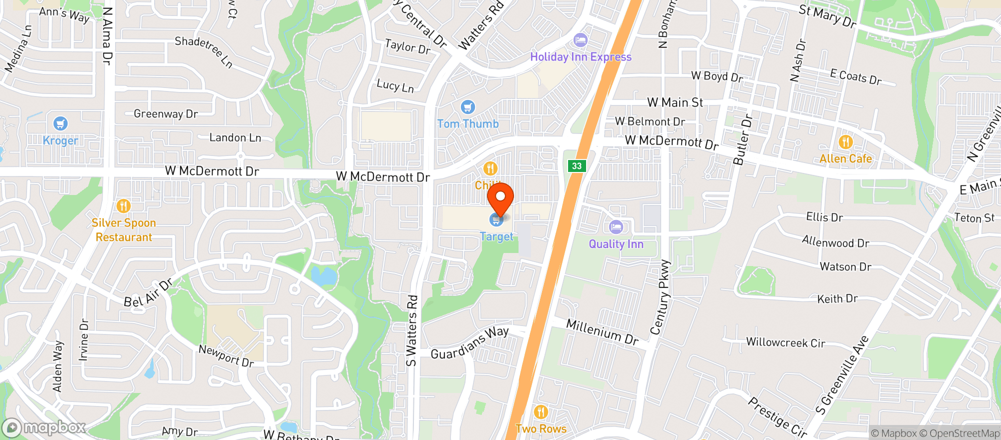 Map showing TARGET - ALLEN