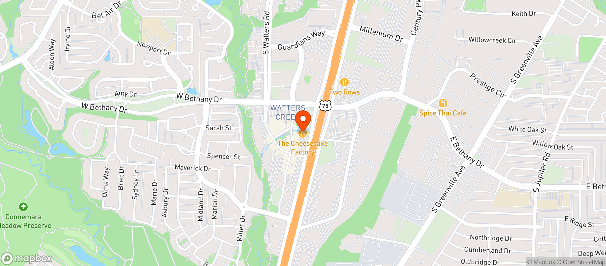 Map showing Cheesecake Factory