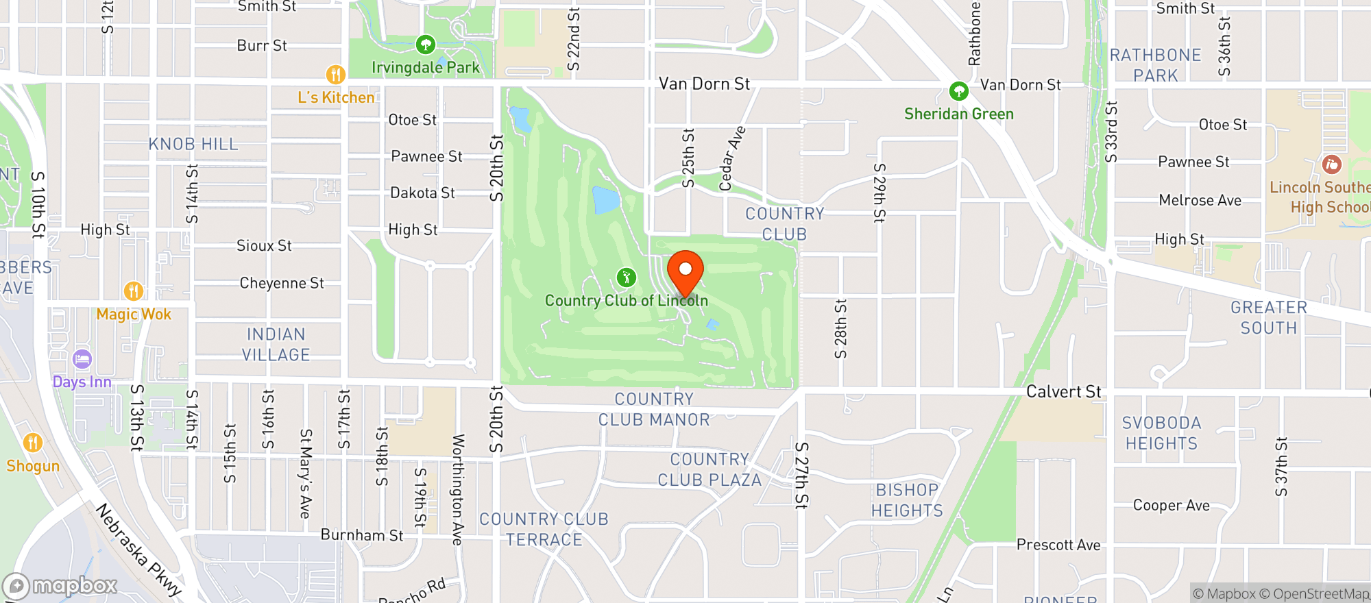 Map showing Country Club Of Lincoln