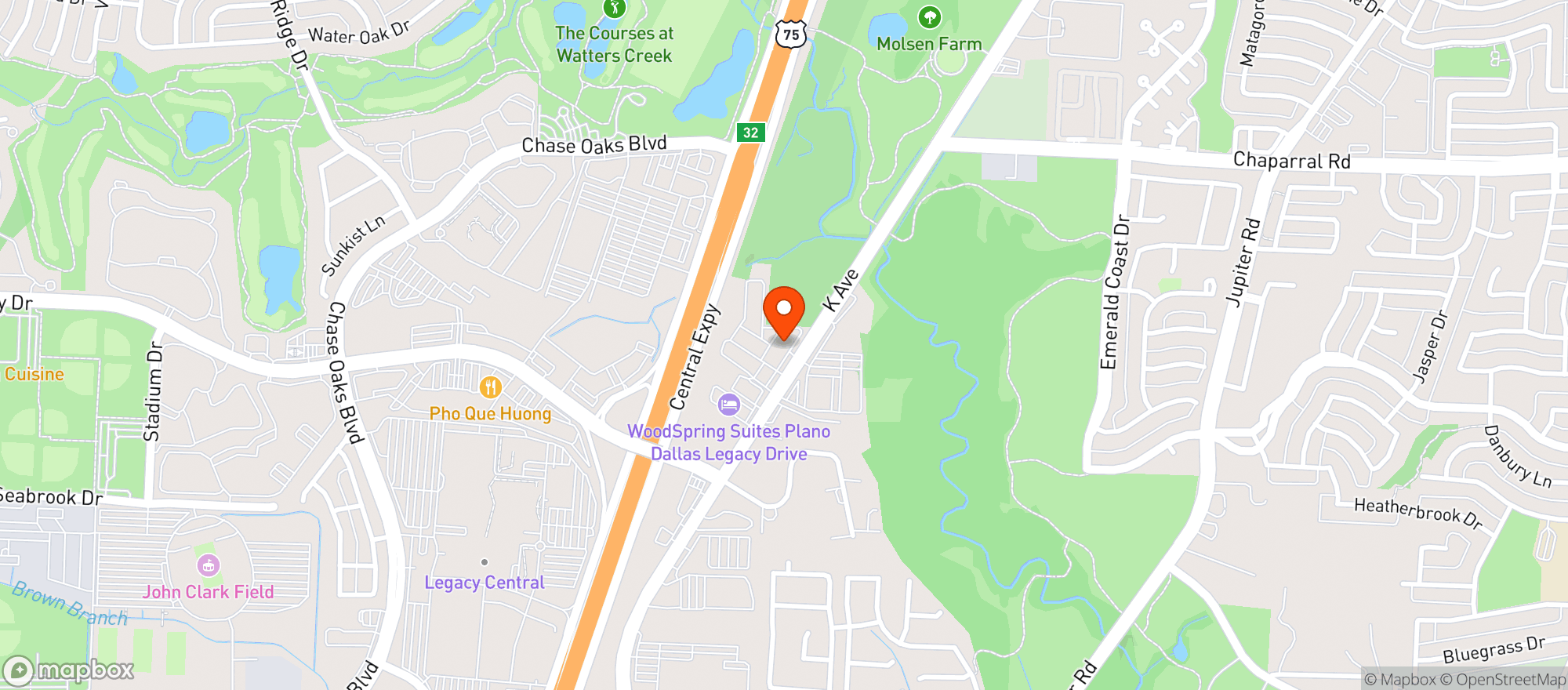 Map showing Door Dash