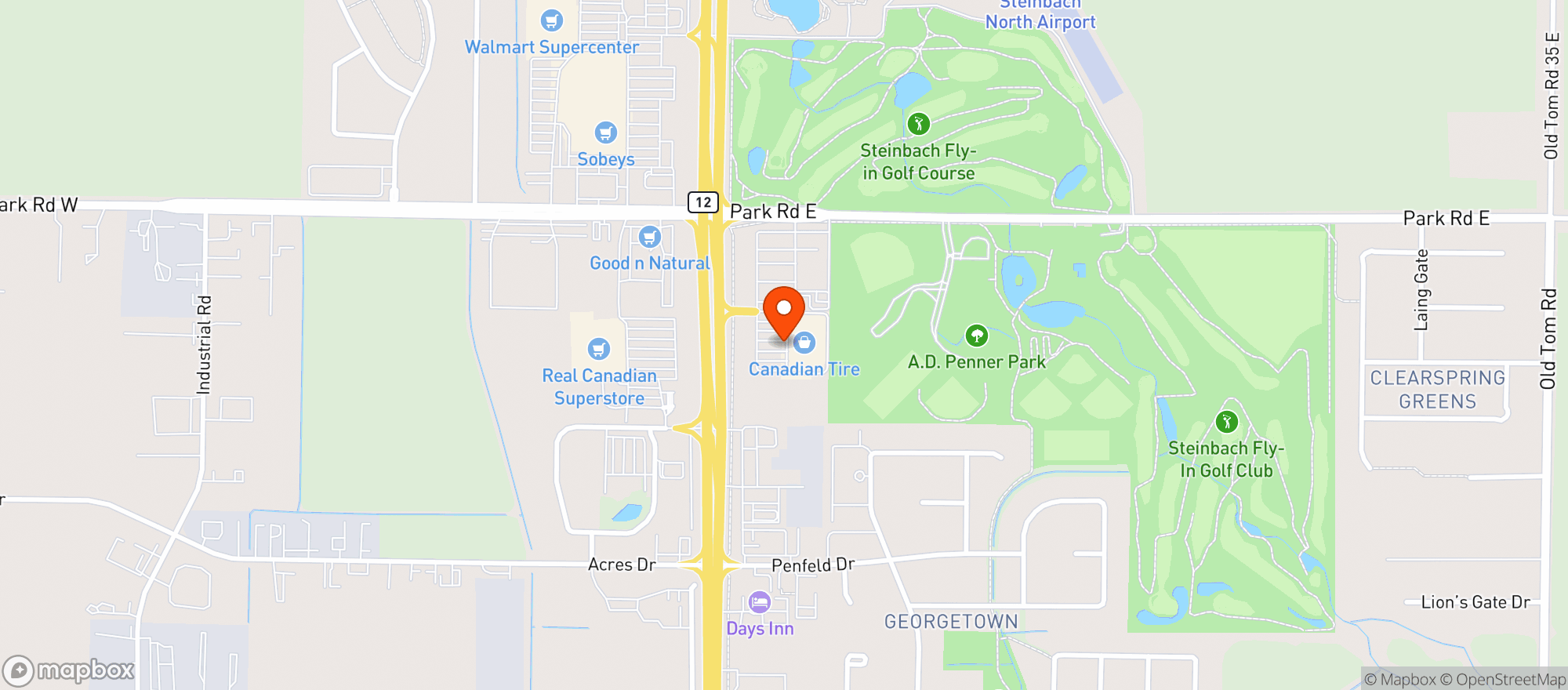 Map showing Real Canadian Superstore