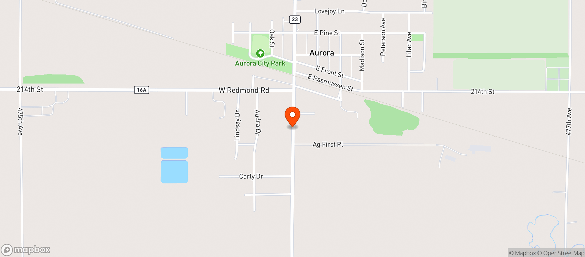 Map showing Aurora Quick Stop