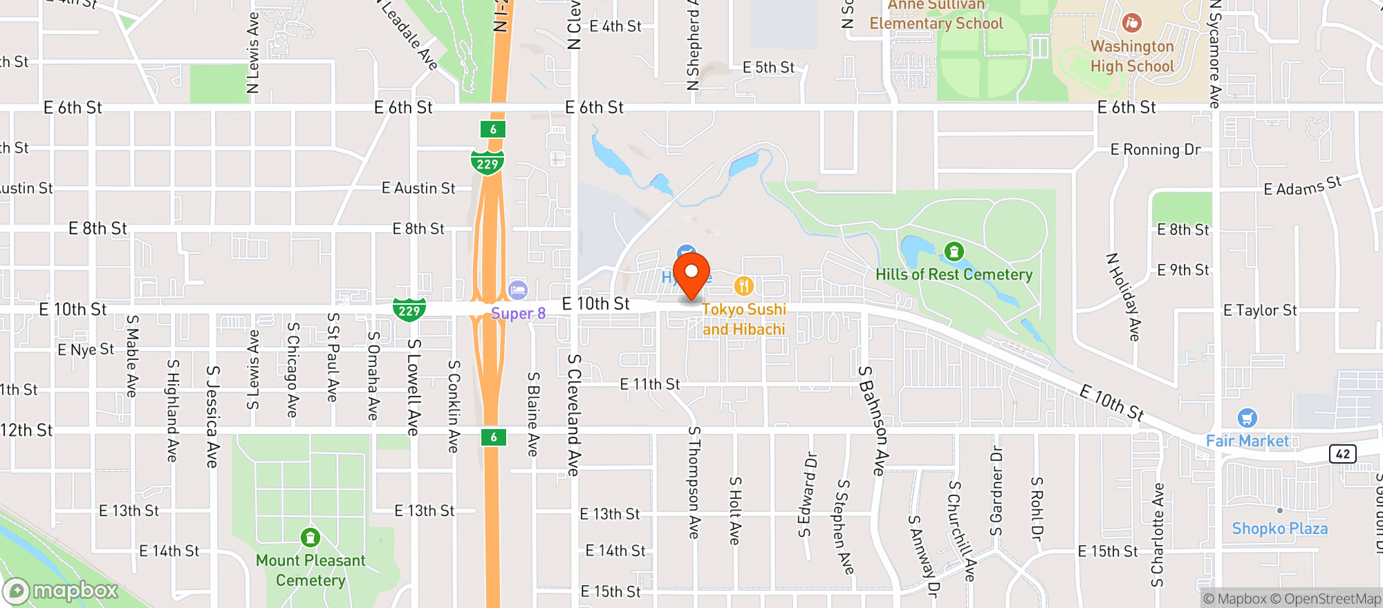 Map showing Hy Vee Food Store