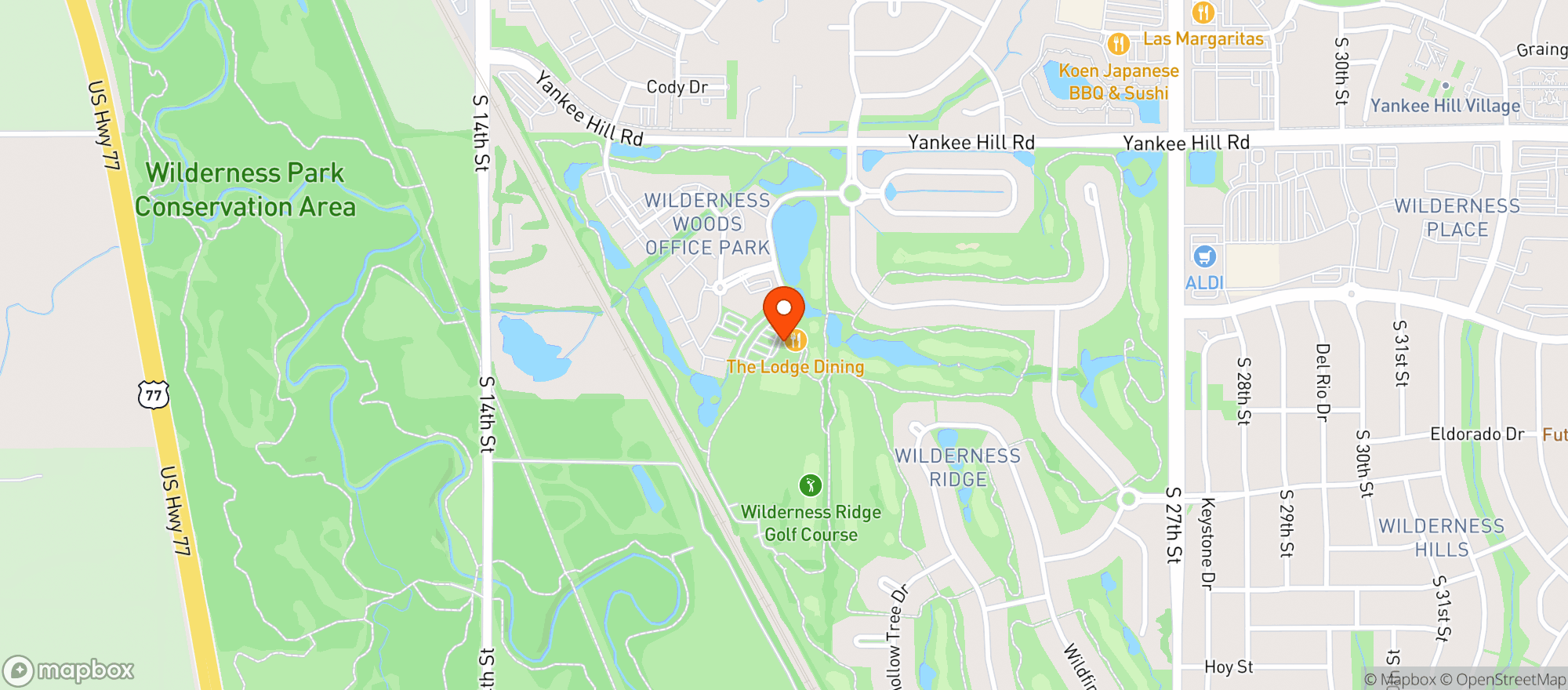 Map showing Wilderness Ridge Golf