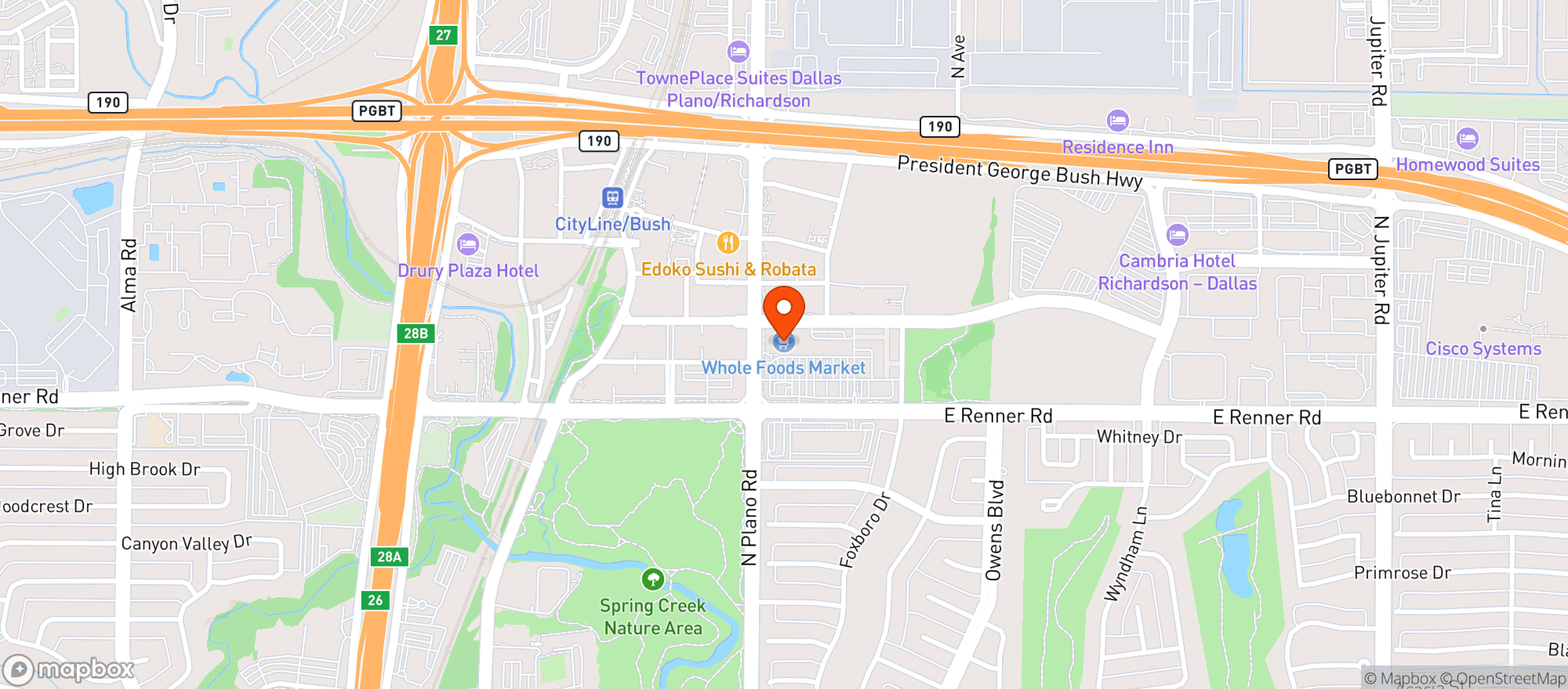 Map showing Whole Foods Market - Cityline