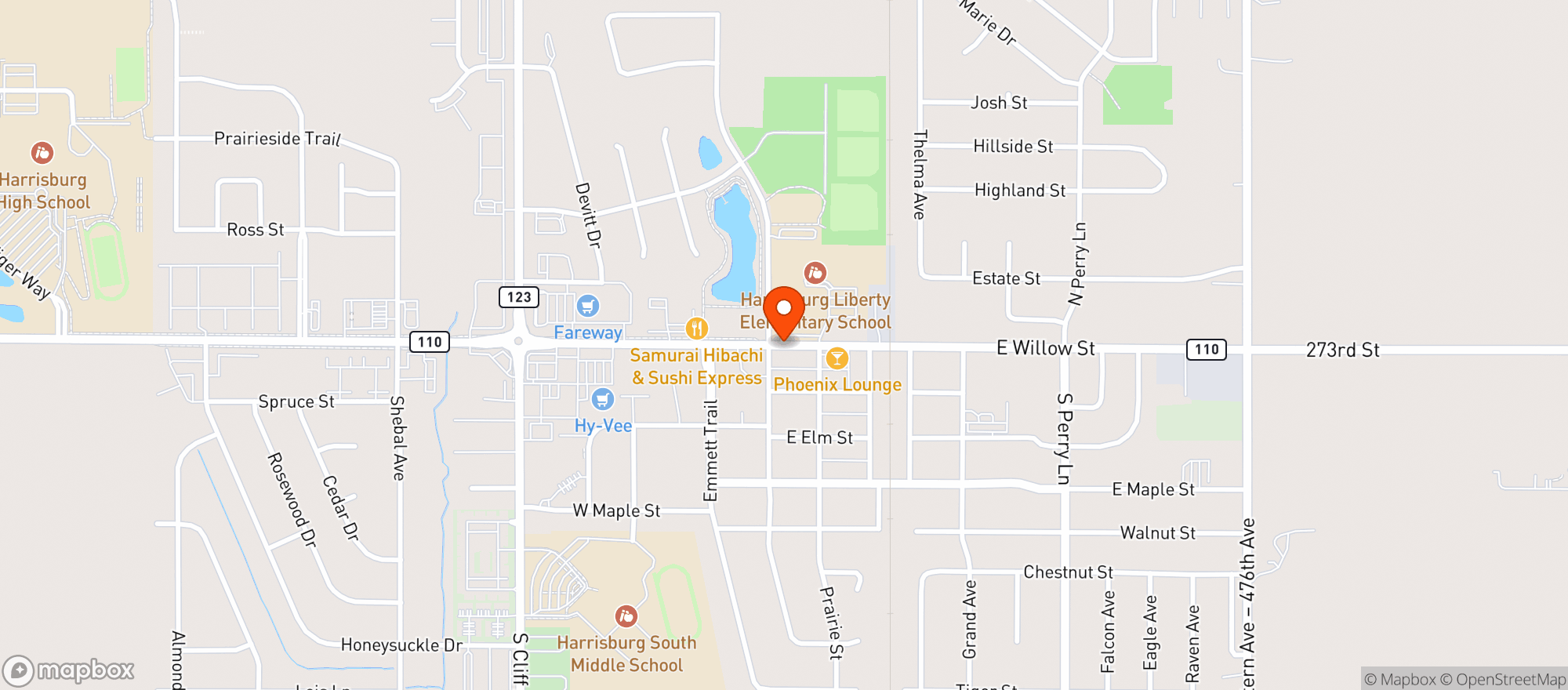 Map showing Hy Vee Food Store