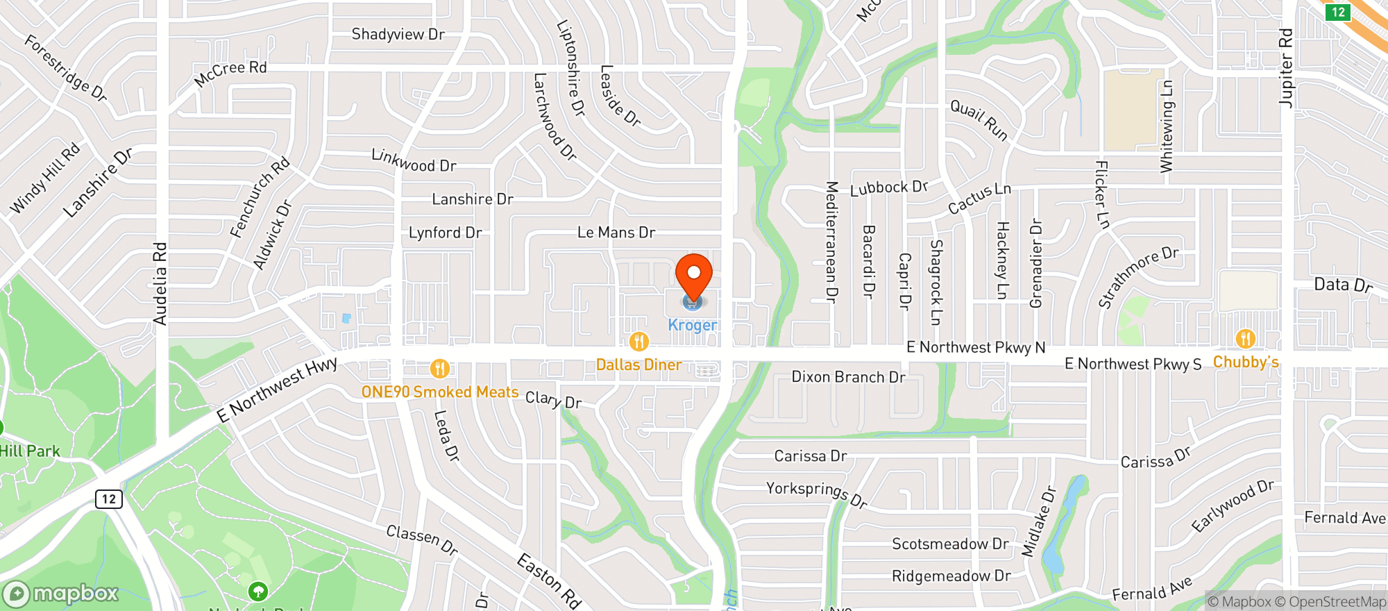 Map showing Kroger