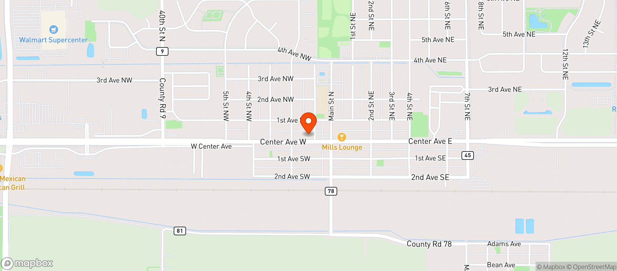 Map showing Trax Liquors