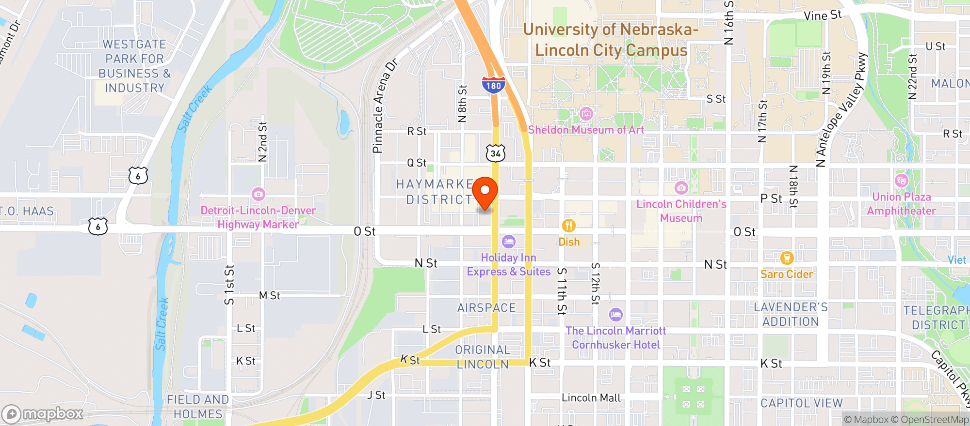 Map showing Graduate Hotel