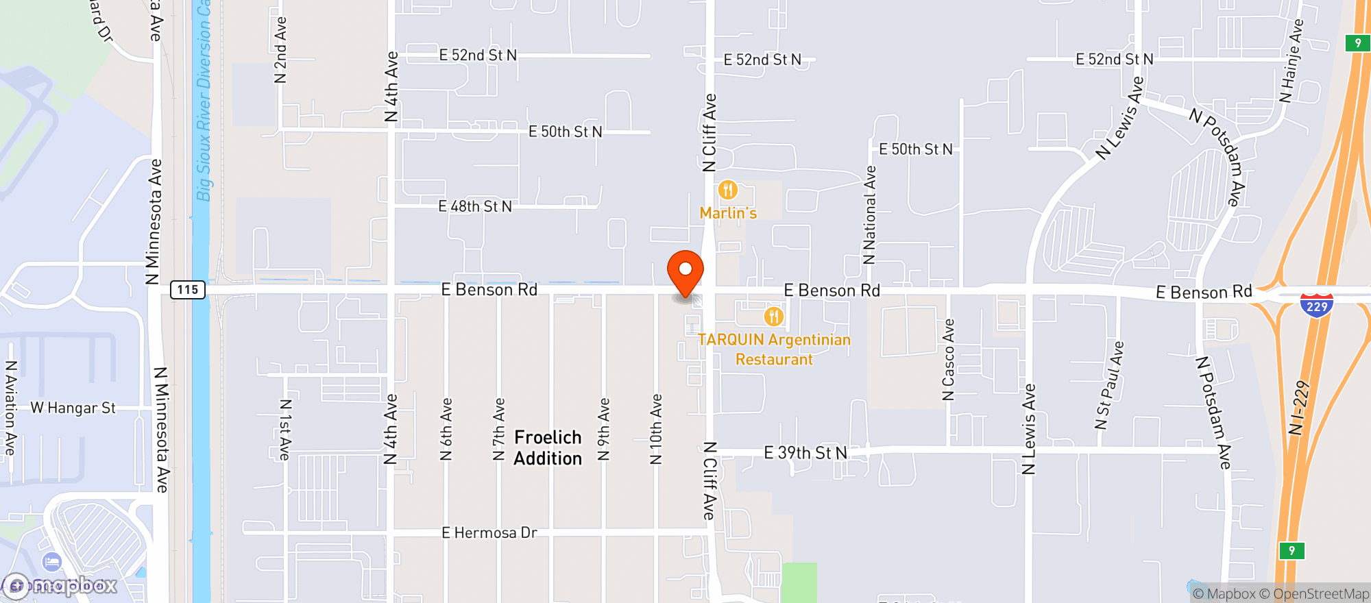 Map showing King'S Mart Cliff Ave