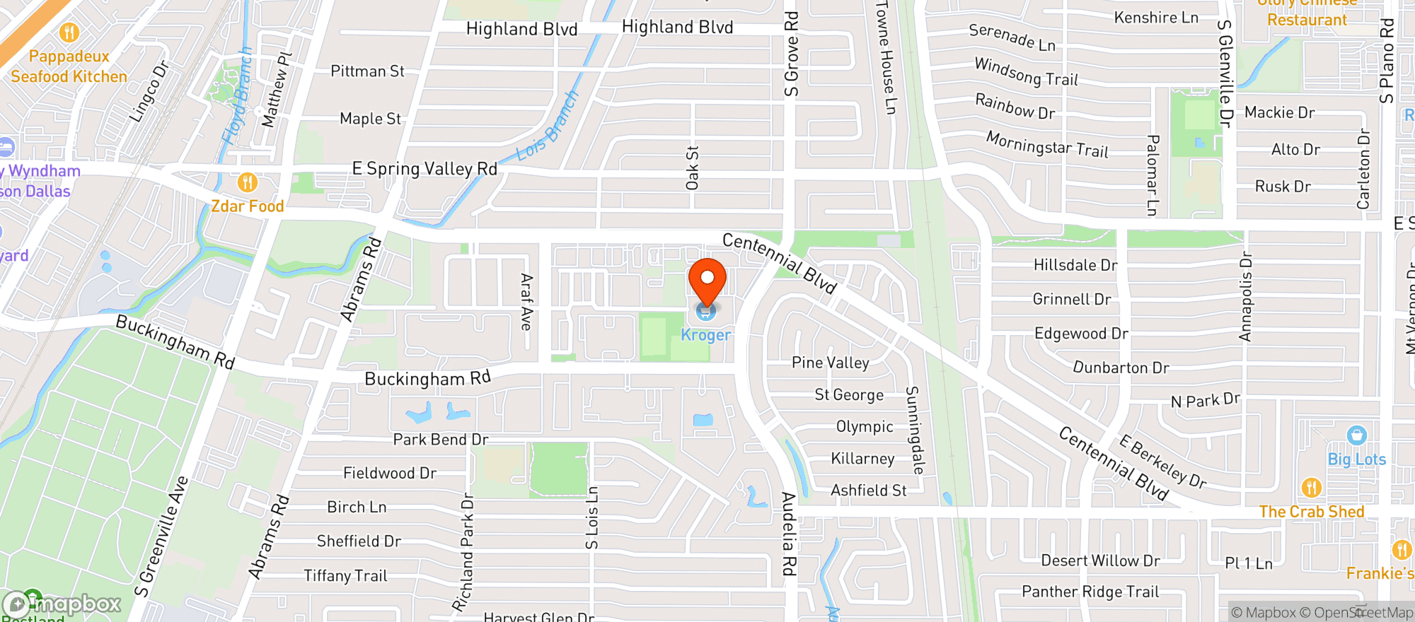 Map showing Kroger
