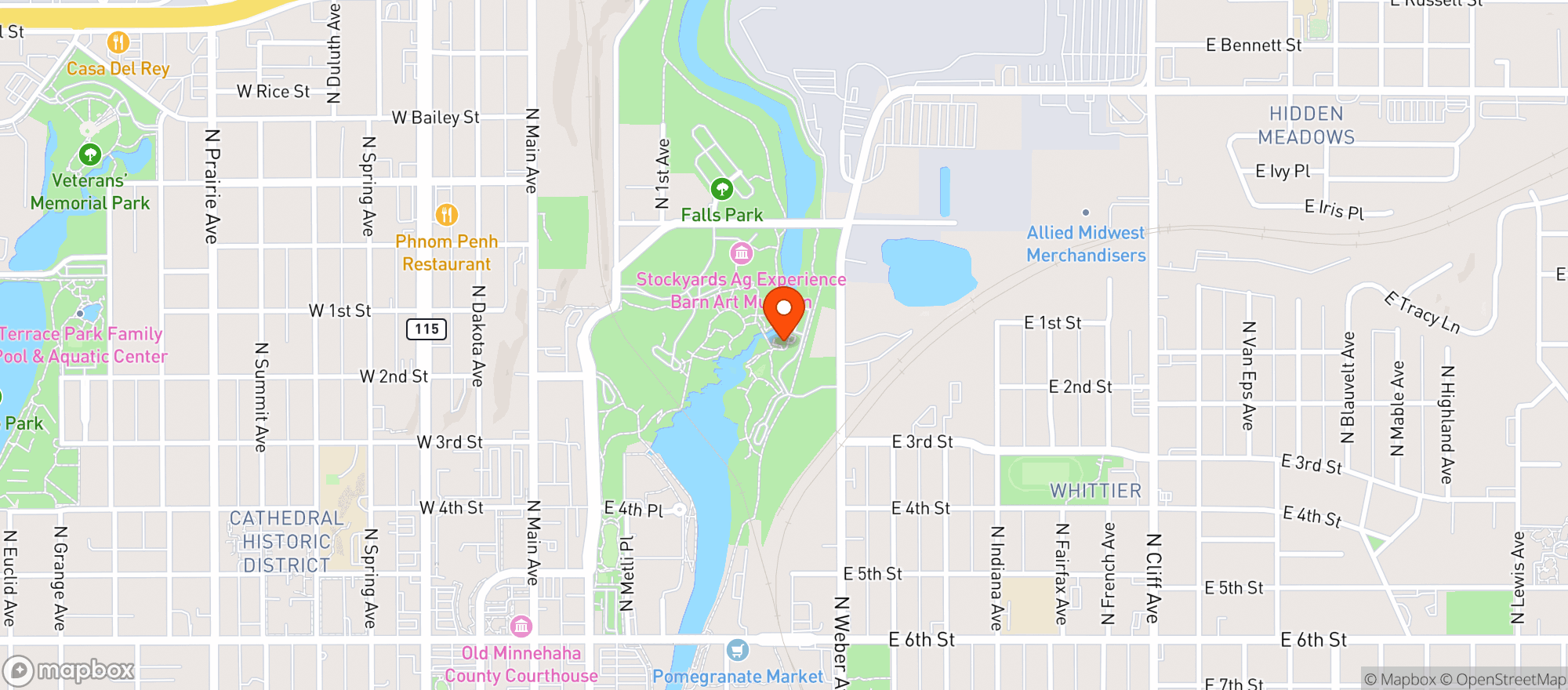 Map showing Falls Overlook Cafe