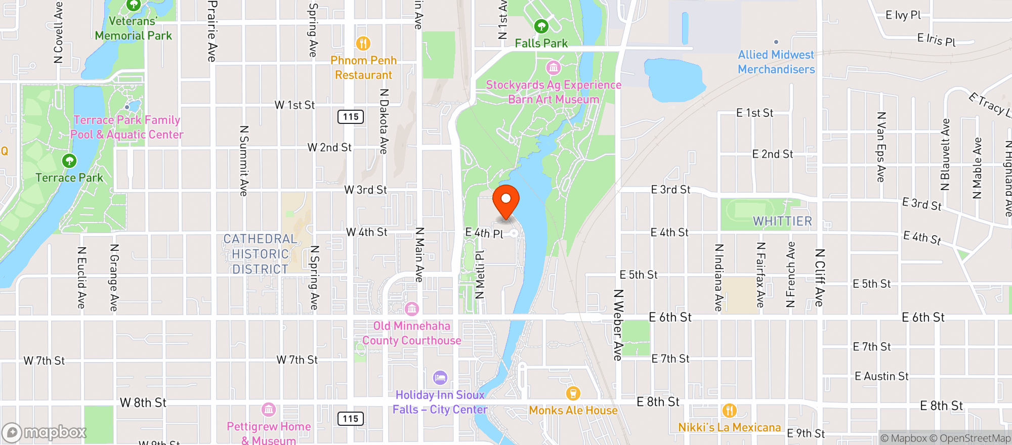 Map showing Big Sioux Burger/bandera Tequi