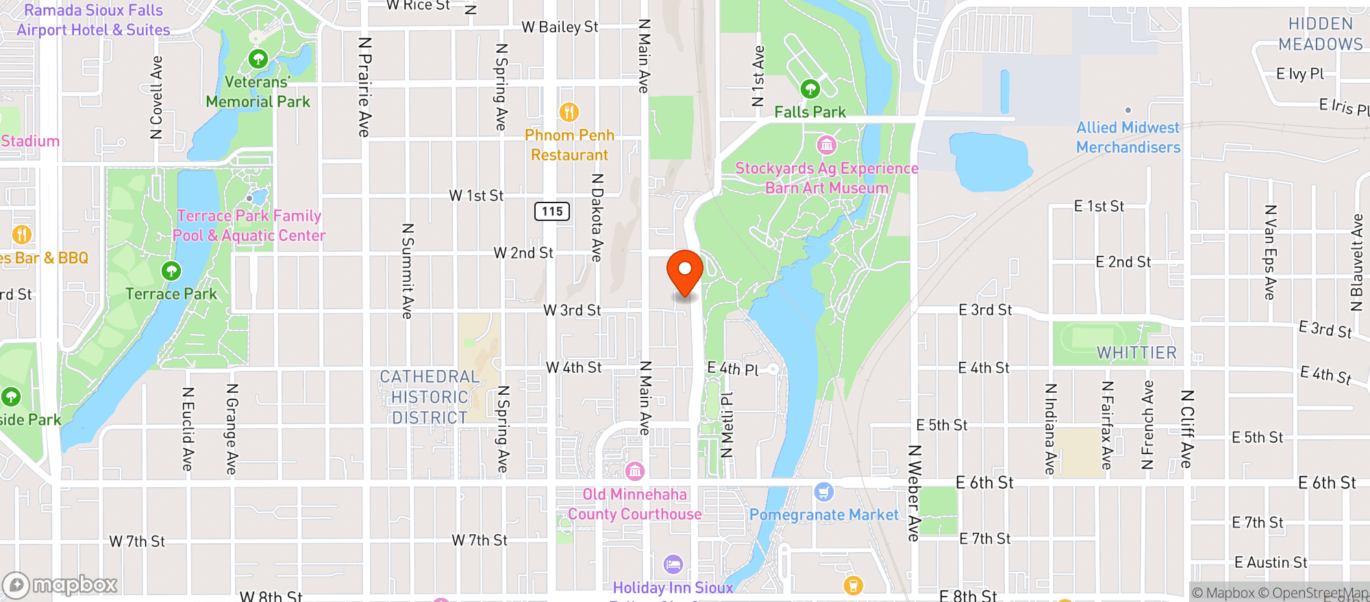Map showing Severance Brewing Co